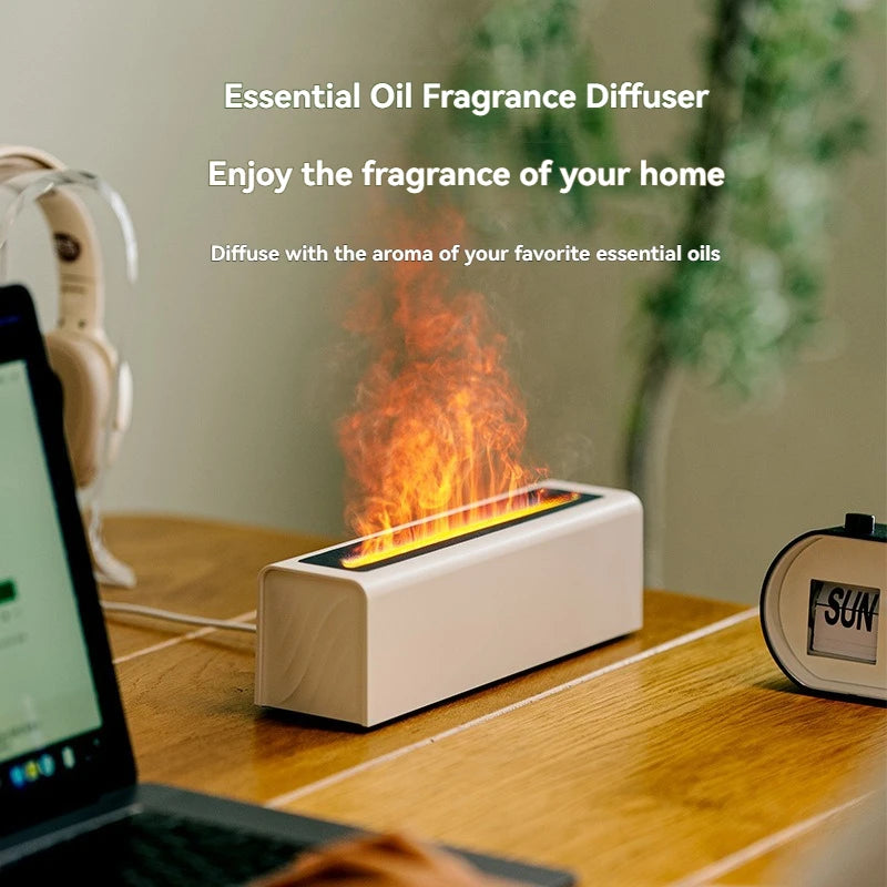 Colorful Simulation Flame Diffuser Home Bedroom Living Room Desktop USB Air Light Mist Humidifier Aroma Diffuser Mechanized