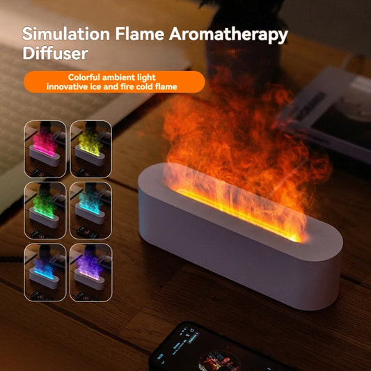 Colorful Simulation Flame Diffuser Home Bedroom Living Room Desktop USB Air Light Mist Humidifier Aroma Diffuser Mechanized