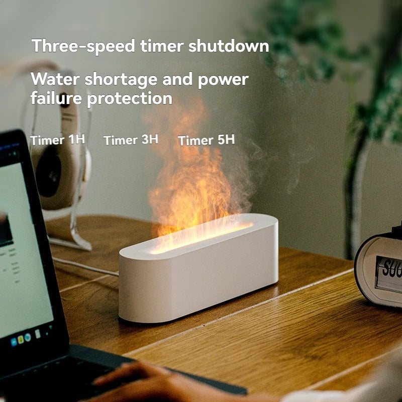 Colorful Simulation Flame Diffuser Home Bedroom Living Room Desktop USB Air Light Mist Humidifier Aroma Diffuser Mechanized